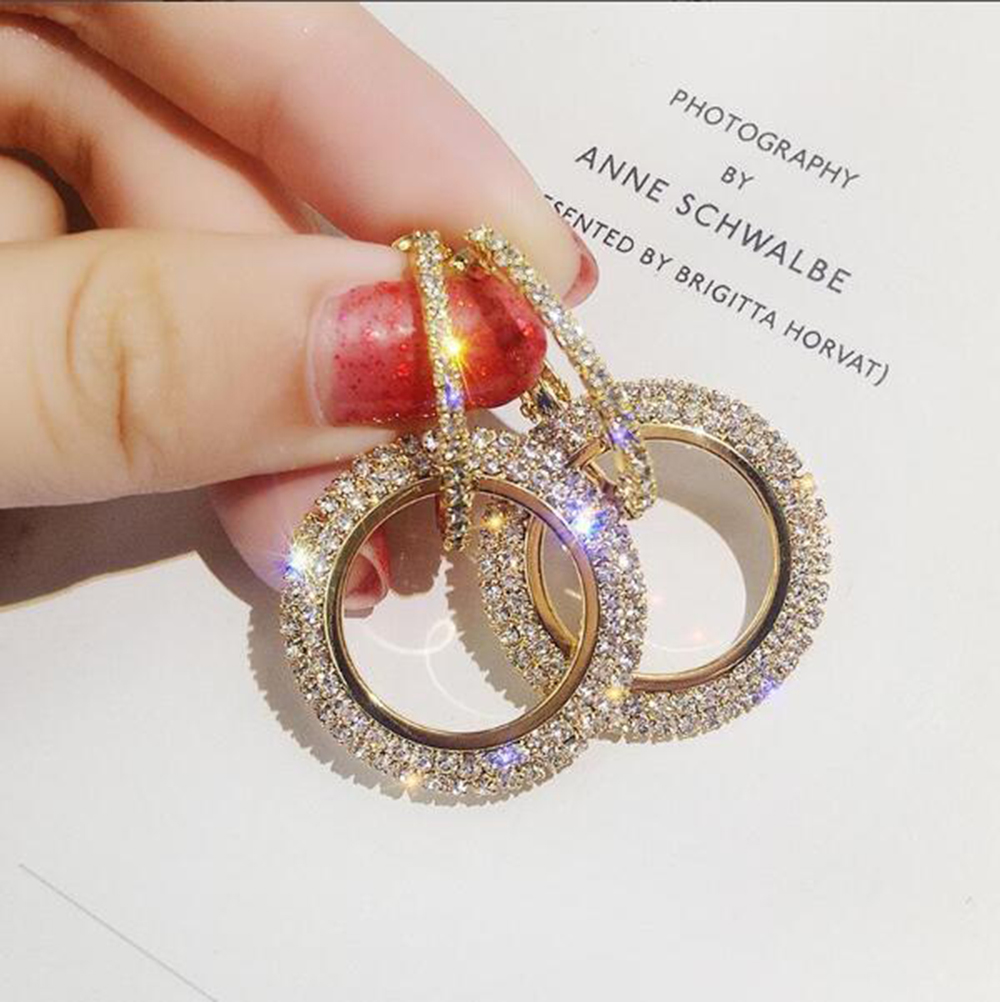 Princess Cute Christmas O-Shape Plating Diamond Alloy Artificial Rhinestones Earrings display picture 2