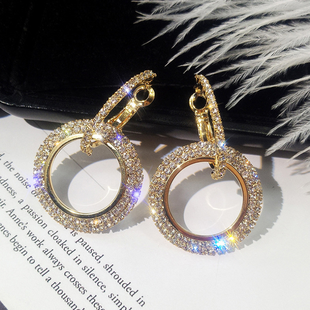 Princess Cute Christmas O-Shape Plating Diamond Alloy Artificial Rhinestones Earrings display picture 3