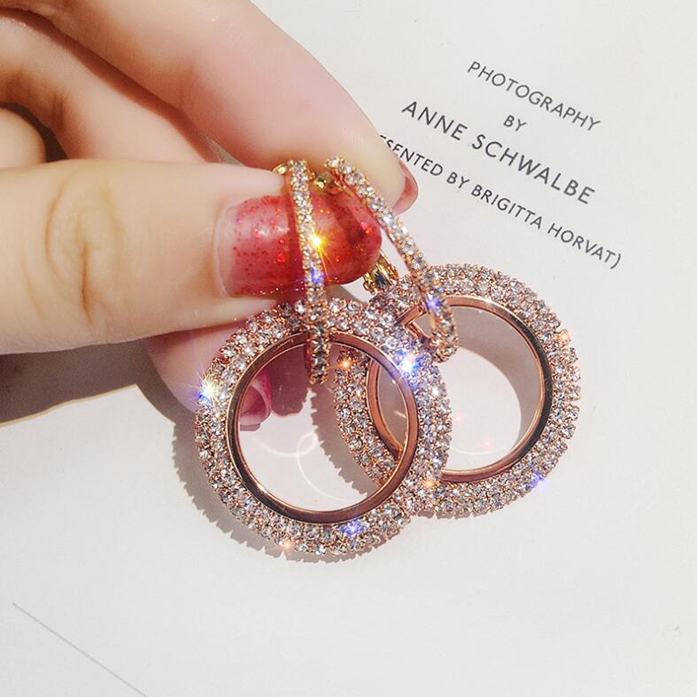 Princess Cute Christmas O-Shape Plating Diamond Alloy Artificial Rhinestones Earrings display picture 4