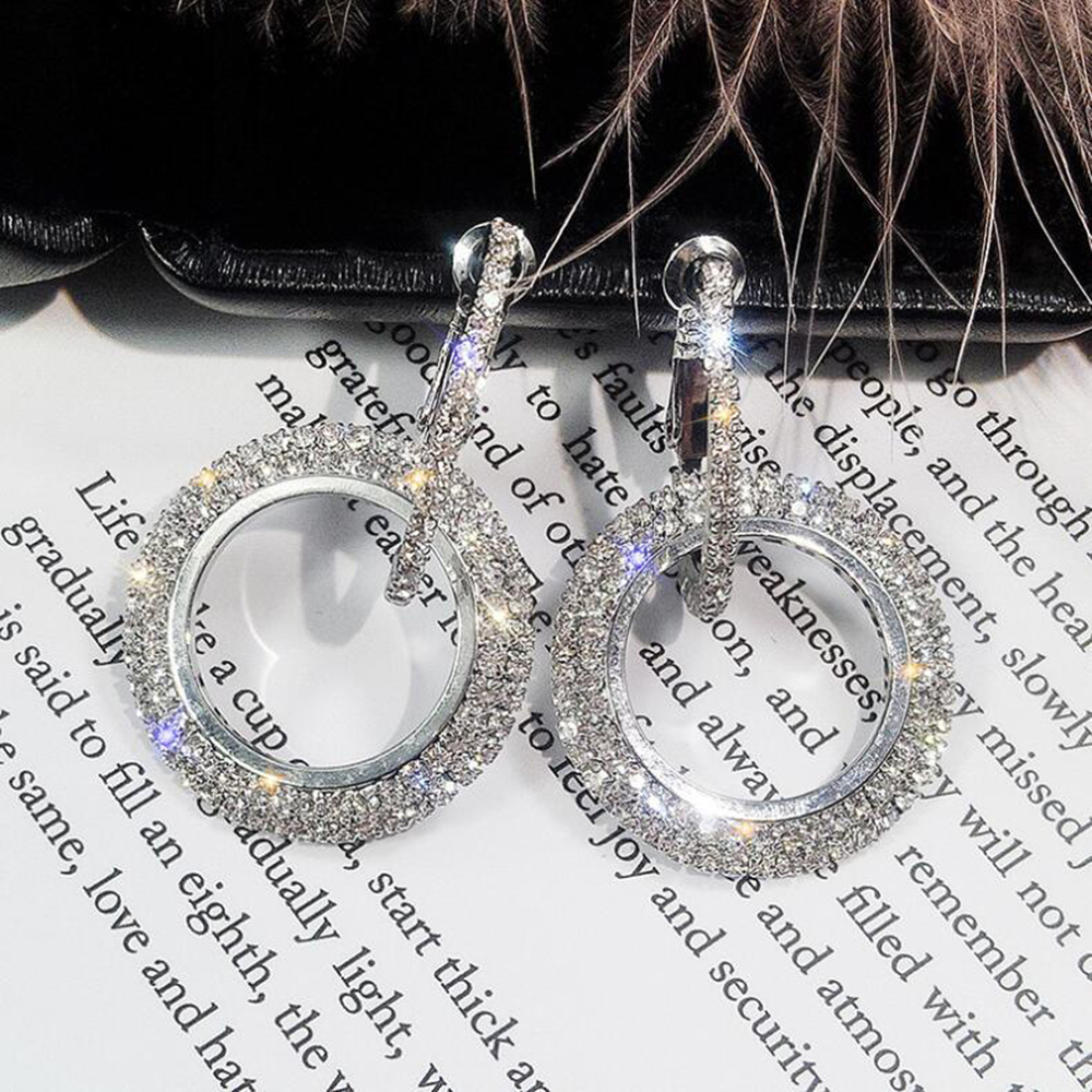 Princess Cute Christmas O-Shape Plating Diamond Alloy Artificial Rhinestones Earrings display picture 5