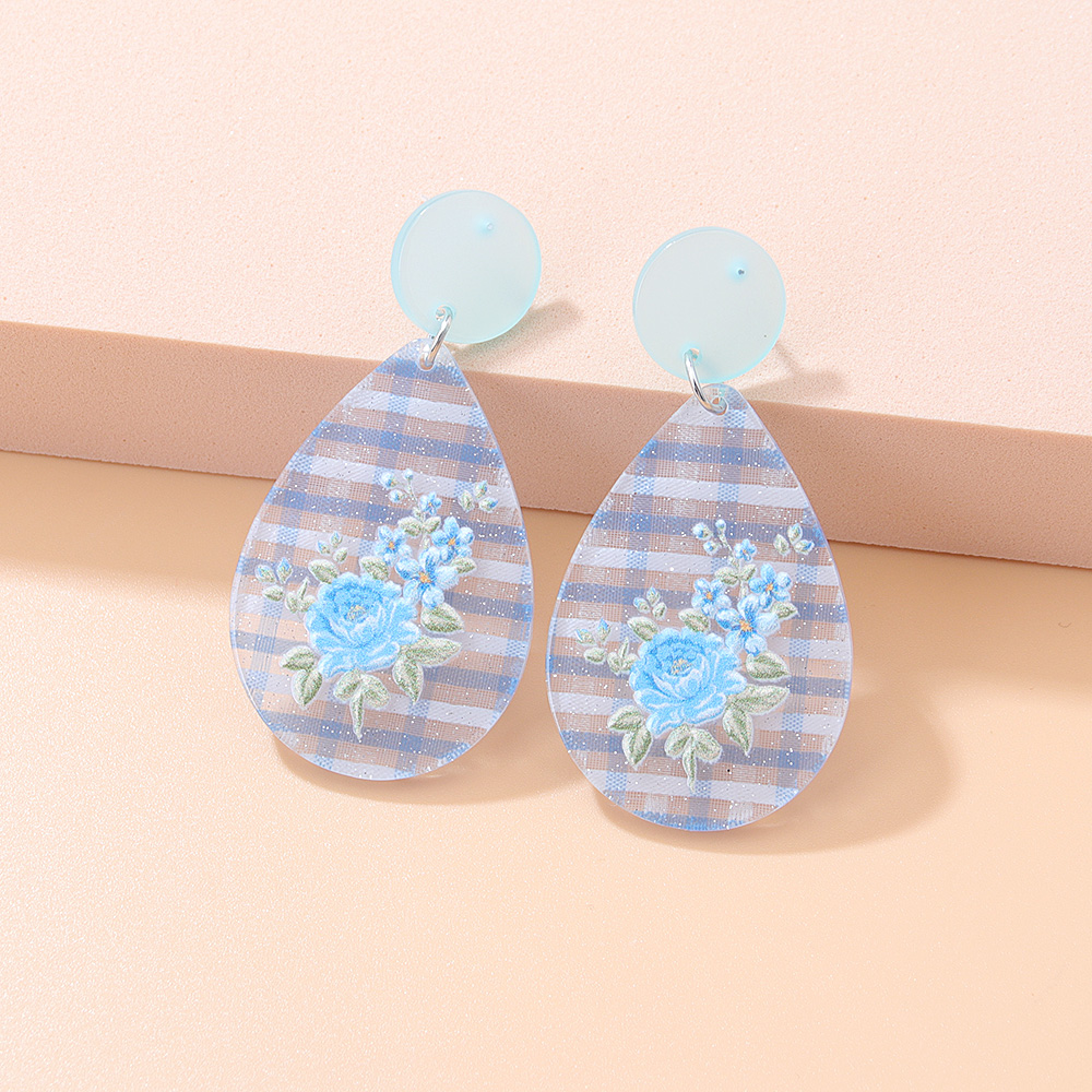 New Embossed Contrast Color Geometric Three-dimensional Printed Checks Earrings display picture 8