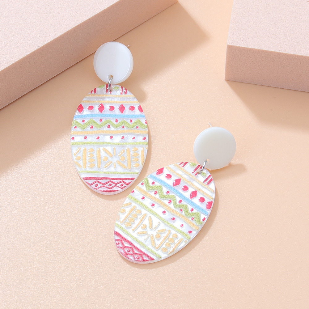 New Embossed Contrast Color Geometric Three-dimensional Printed Checks Earrings display picture 9