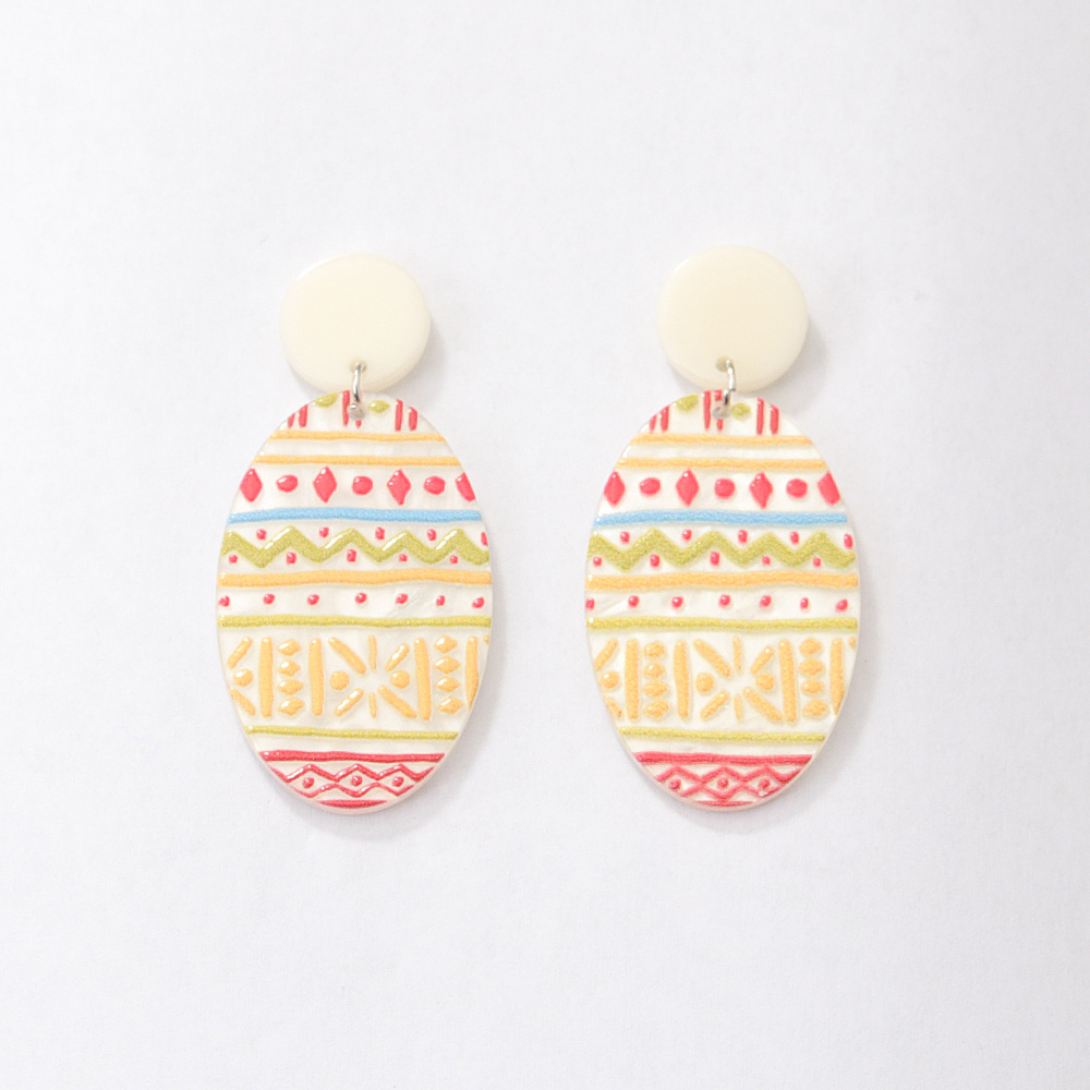 New Embossed Contrast Color Geometric Three-dimensional Printed Checks Earrings display picture 11