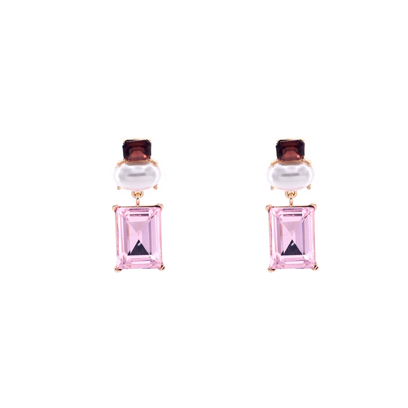 Simple Women Stud Alloy Geometric Gemstone Pendant Earrings display picture 2