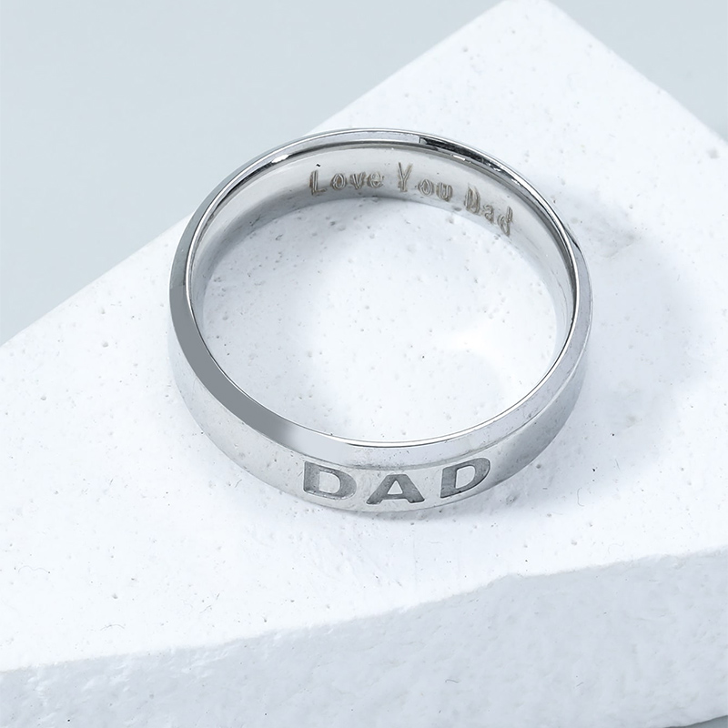 Fashion  Ornament Stainless Steel Letter Dad Stainless Steel Ring display picture 3
