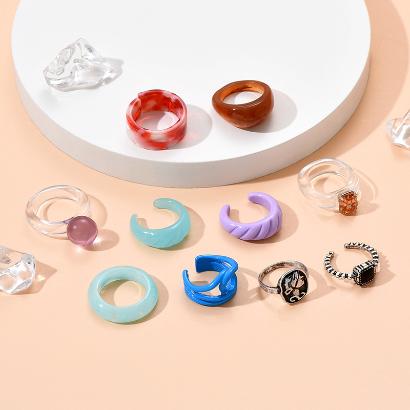 Fashion Round Resin Women's Transparency Gradient Alloy Ring display picture 1