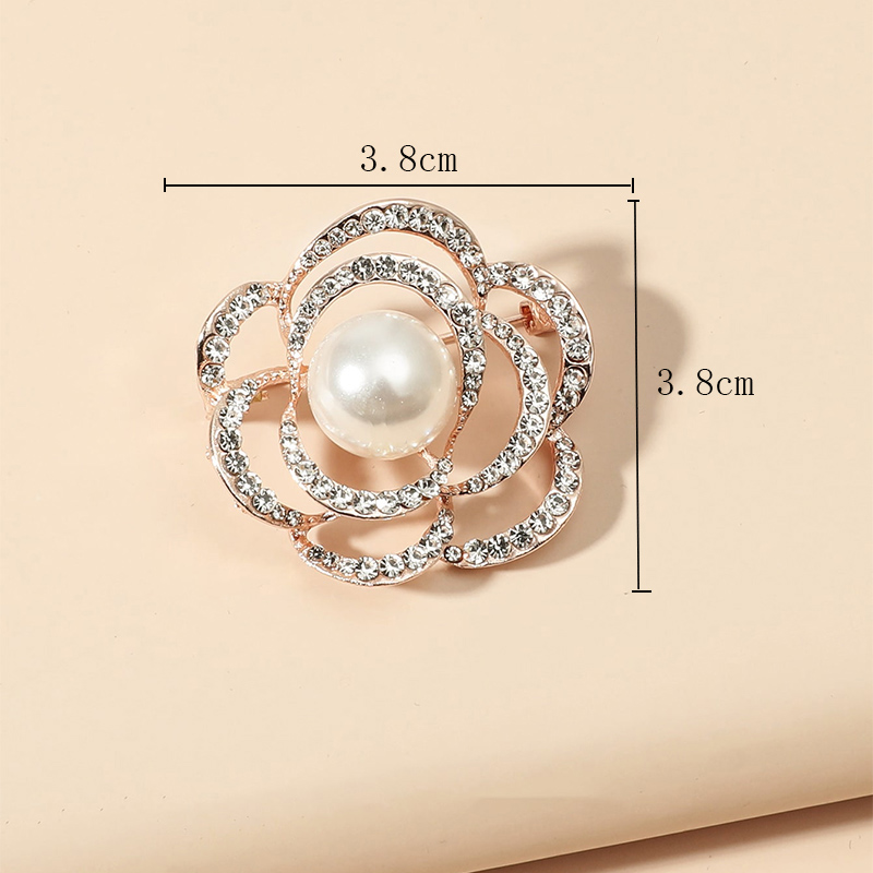 Fashion Ornament Rhinestone Pearl Rose Flower Alloy Brooch display picture 4