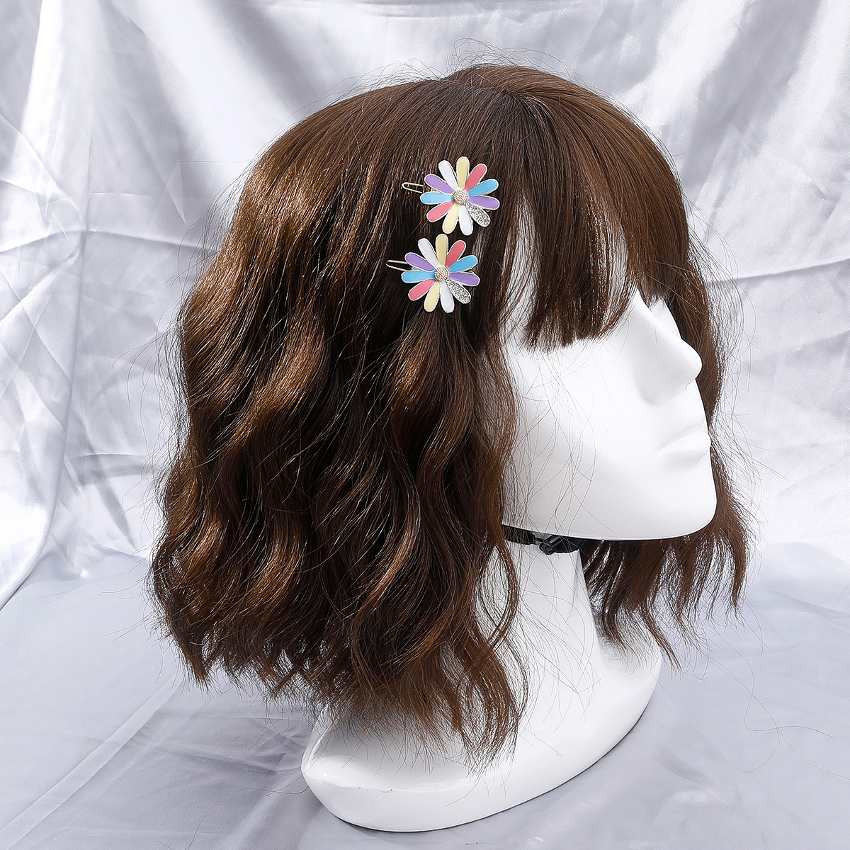 Fashion New Colorful Daisy Flower Rhinestone Hair Accessories Hairpin 2-piece Set display picture 4