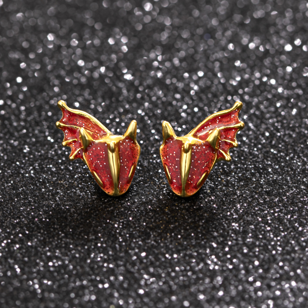 Glam Cartoon Style Cute Animal Dragon Plating Alloy Alloy Ear Studs display picture 2