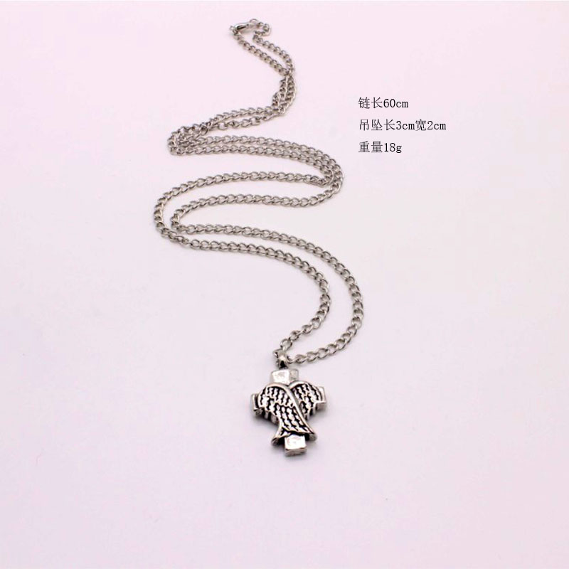 Fashion New Angel Wings Cross Alloy Pendant Necklace display picture 1
