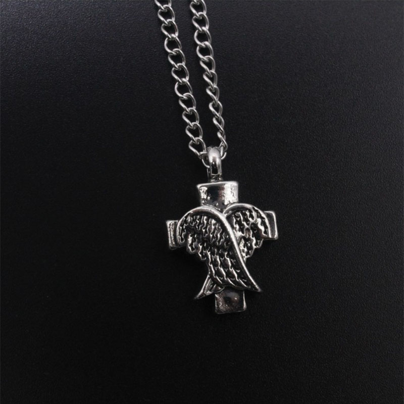 Fashion New Angel Wings Cross Alloy Pendant Necklace display picture 3