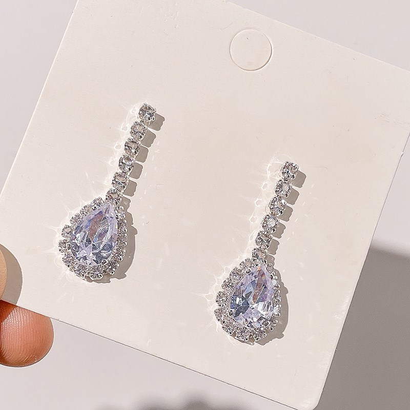 Fashion Ornament Crystal Water Drop Zircon Glass Alloy Earrings display picture 1