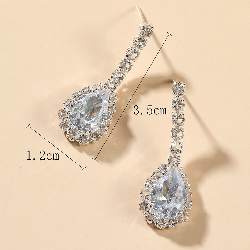 Fashion Ornament Crystal Water Drop Zircon Glass Alloy Earrings display picture 3
