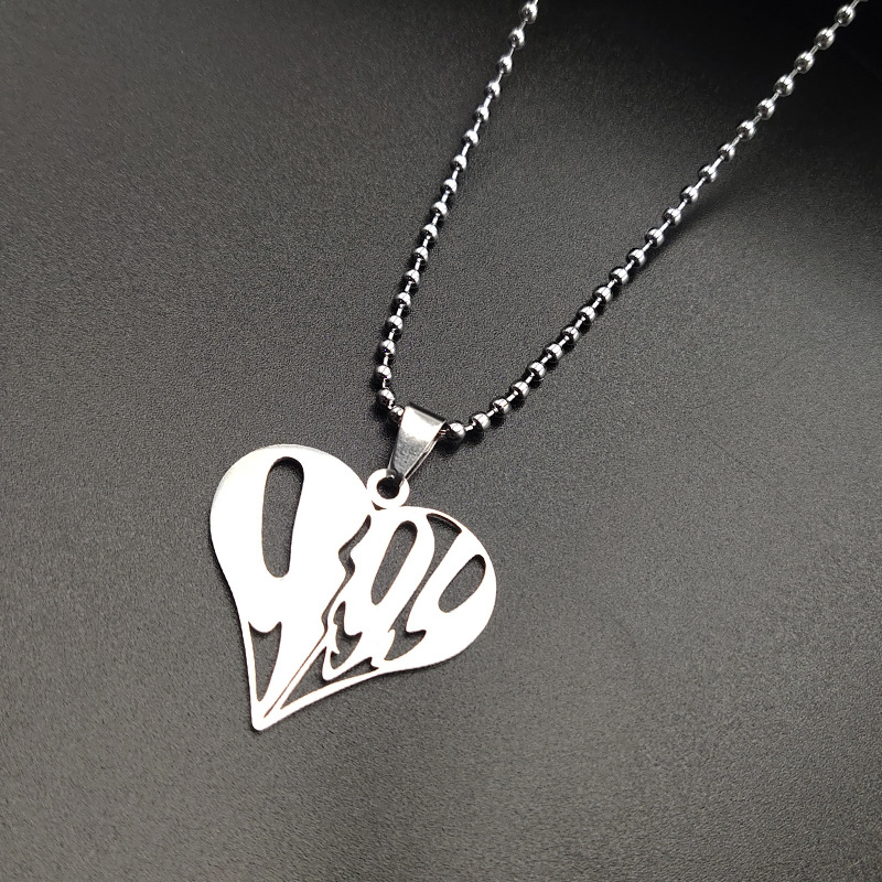 Fashion Heart Shape Letter Number Pendant Stainless Steel Necklace display picture 2