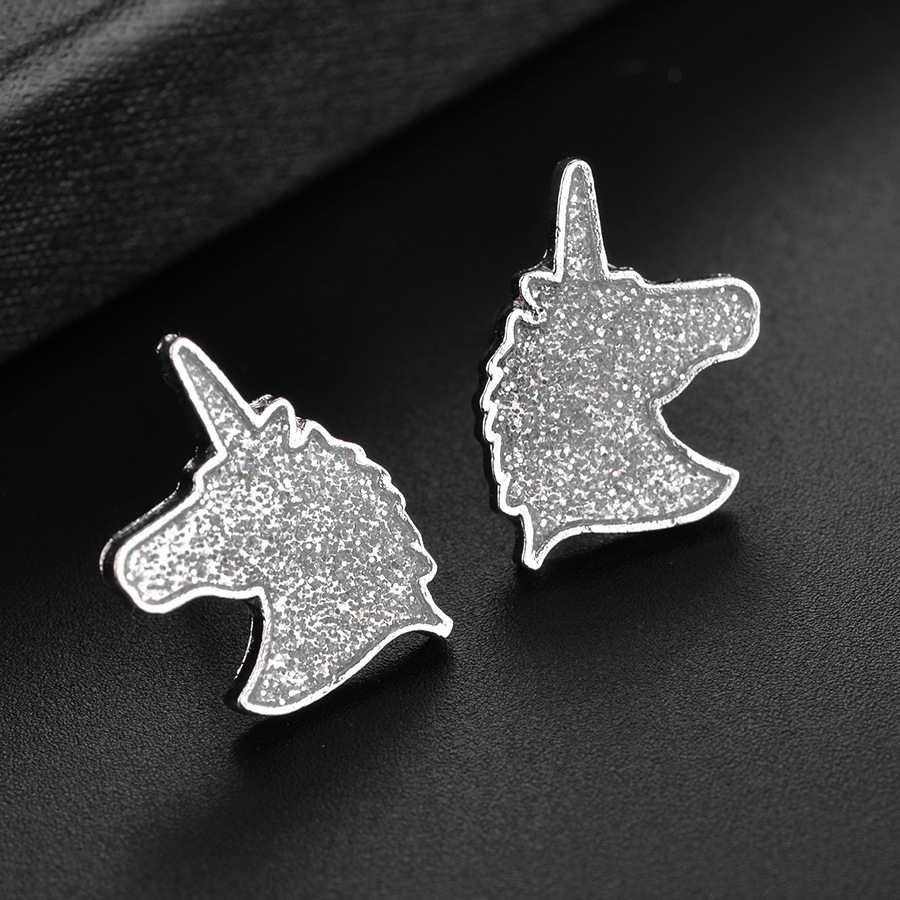 Cute Unicorn Alloy Plating No Inlaid Earrings 1 Set display picture 2