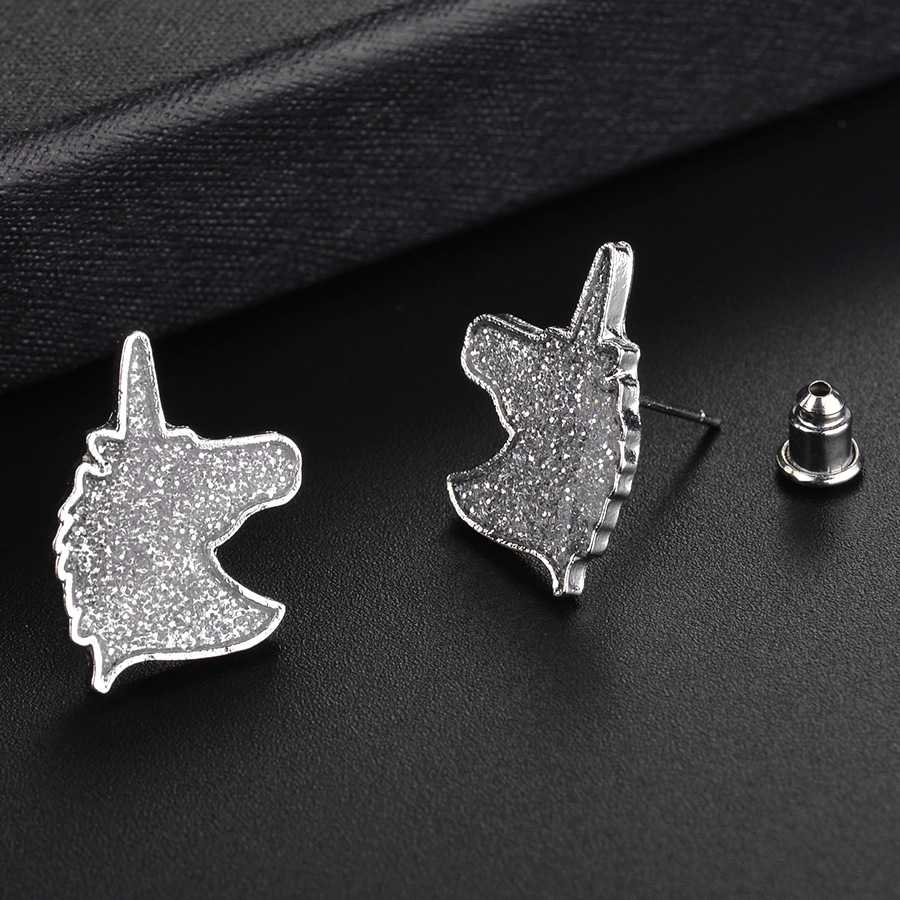 Cute Unicorn Alloy Plating No Inlaid Earrings 1 Set display picture 3