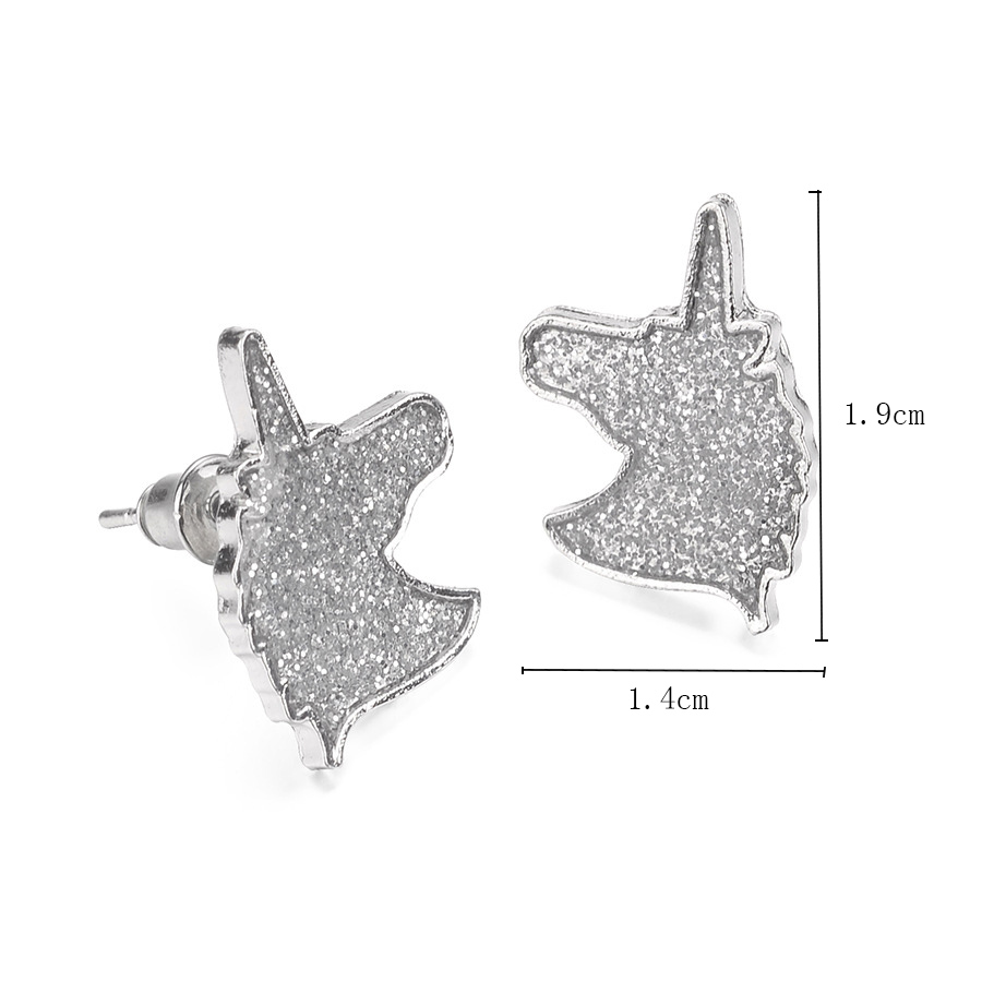 Cute Unicorn Alloy Plating No Inlaid Earrings 1 Set display picture 4