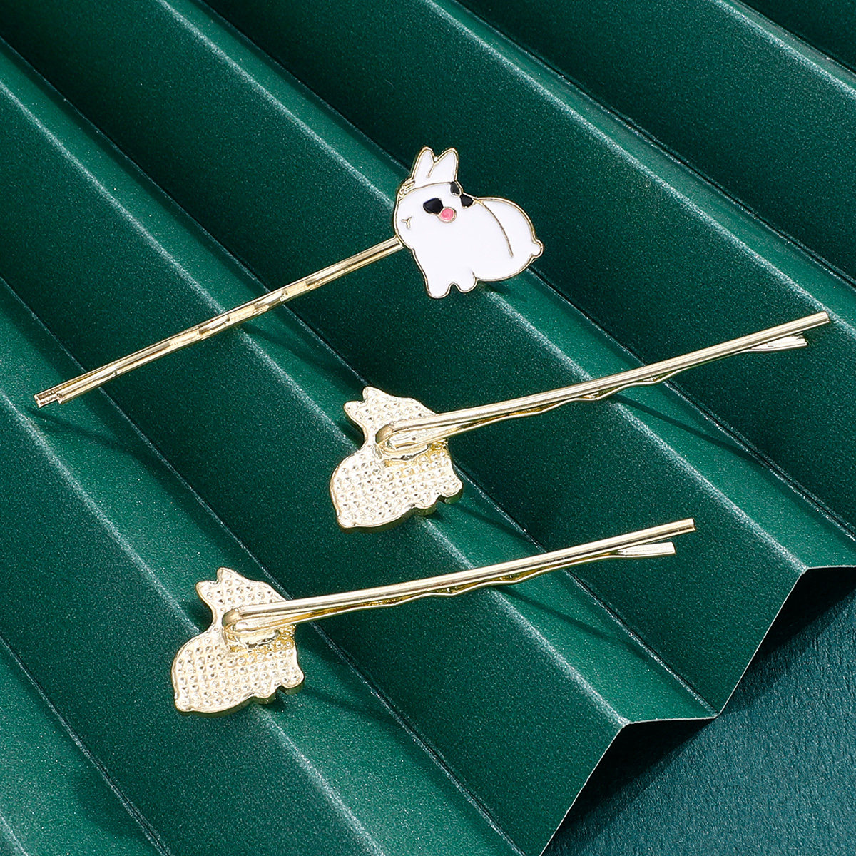 Cute White Rabbit Drip Oil Hairpin Headdress Clip Set display picture 2