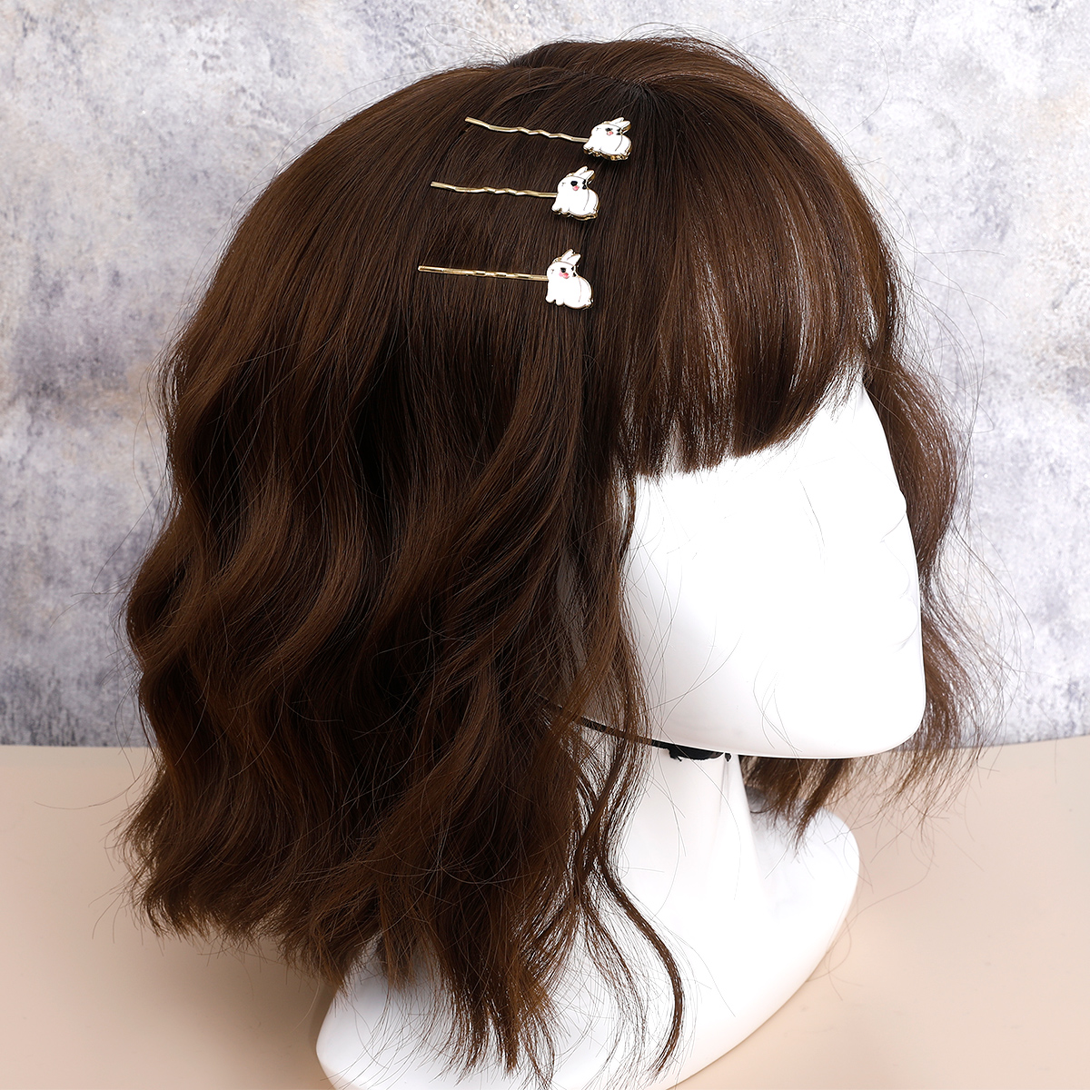 Cute White Rabbit Drip Oil Hairpin Headdress Clip Set display picture 3