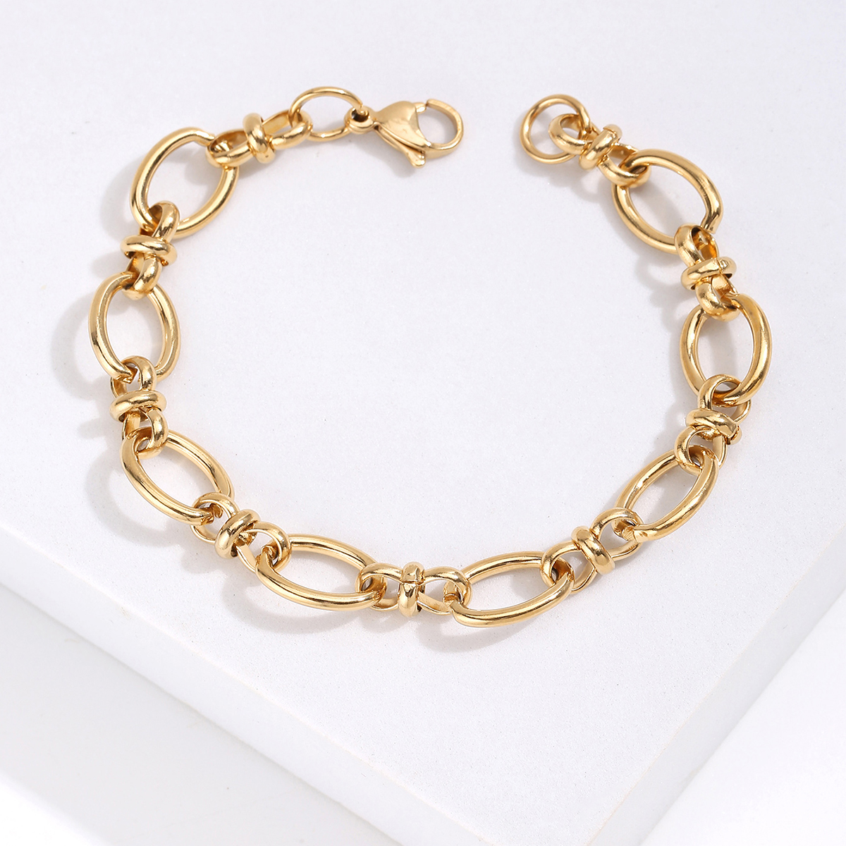 Basic Splicing 201 Stainless Steel 18K Gold Plated Bracelets In Bulk display picture 2