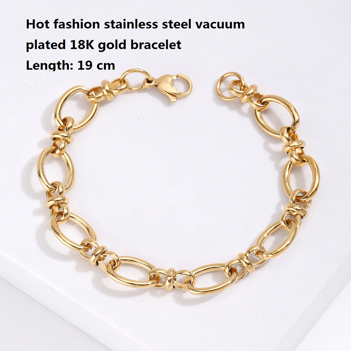 Basic Splicing 201 Stainless Steel 18K Gold Plated Bracelets In Bulk display picture 3