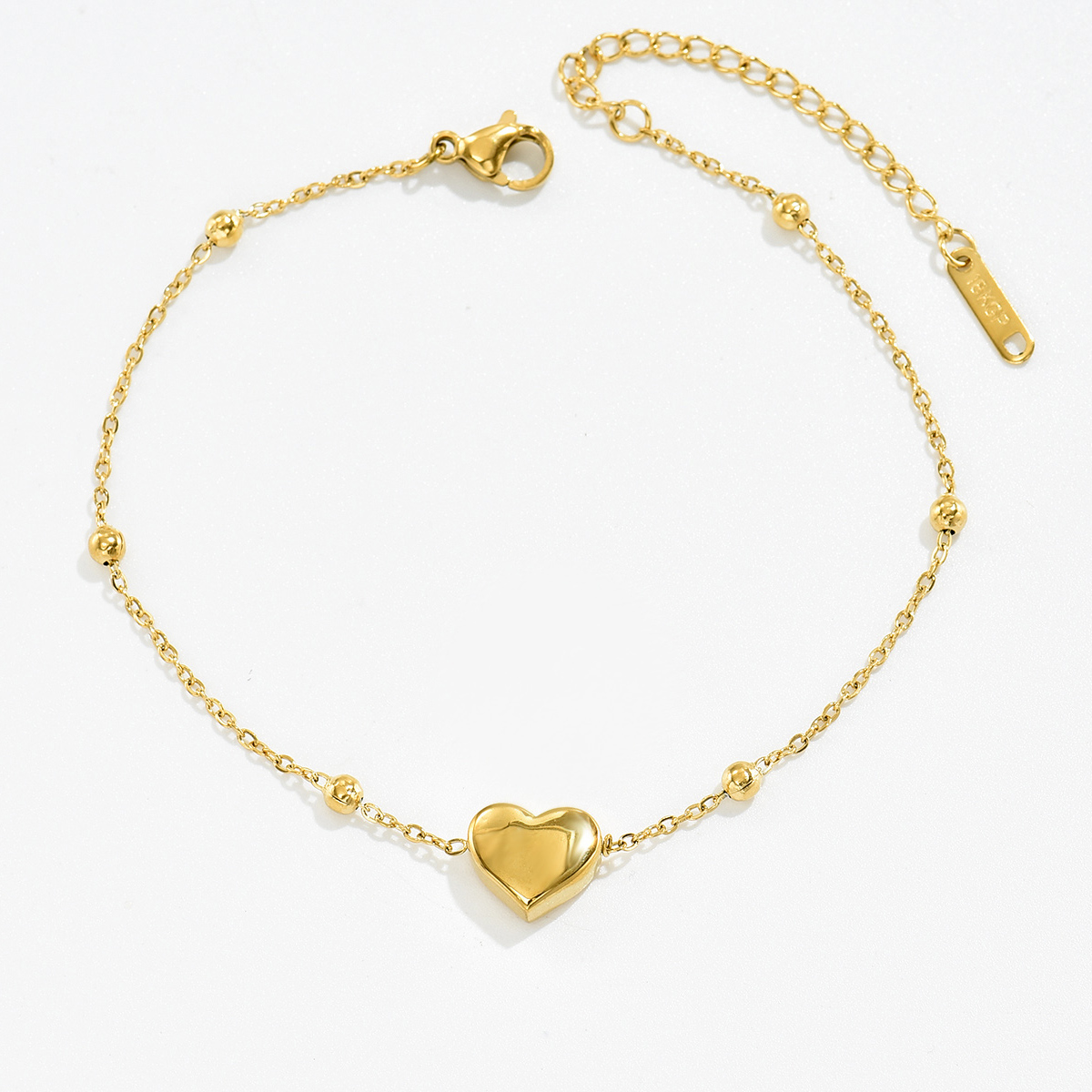 Fashion Heart Shape 201 Stainless Steel 18K Gold Plated Bracelets In Bulk display picture 2