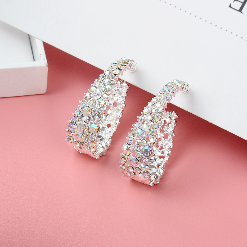 Fashion Fine Ornament Colorful Crystals U-shaped Alloy Stud Earrings display picture 4