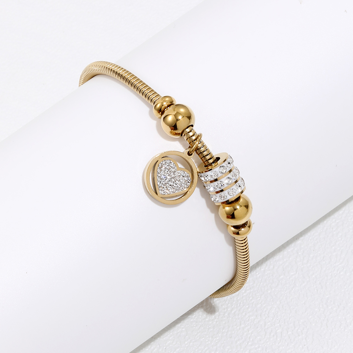 INS Style Novelty Fashion 304 Stainless Steel 14K Gold Plated Artificial Rhinestones Gold Plated In Bulk display picture 3