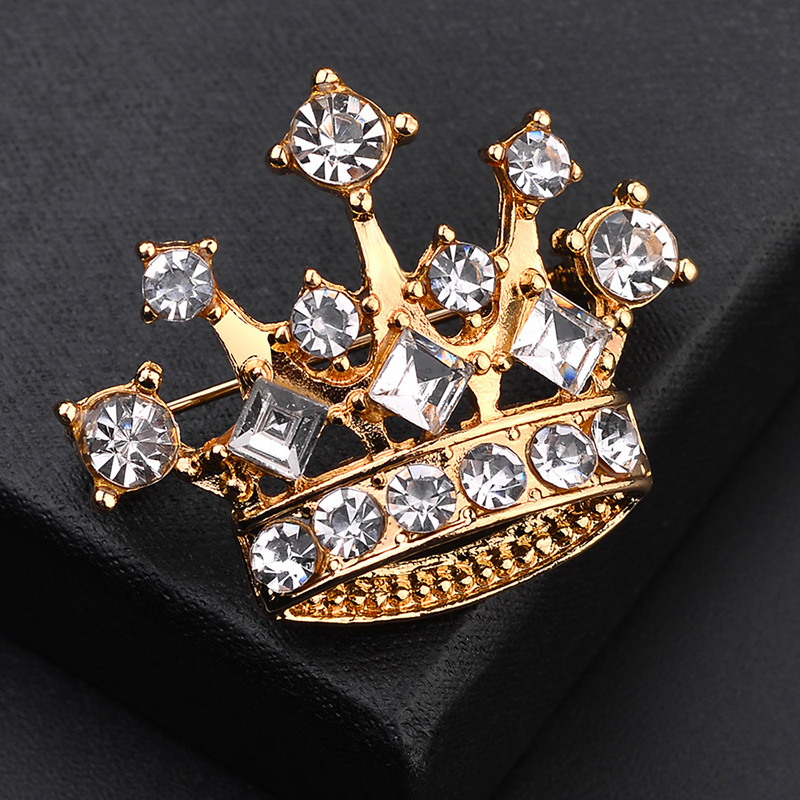 Fashion Ornament Crystal Rhinestone Crown Alloy Brooch display picture 2