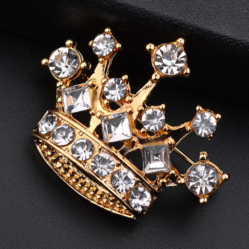 Fashion Ornament Crystal Rhinestone Crown Alloy Brooch display picture 3