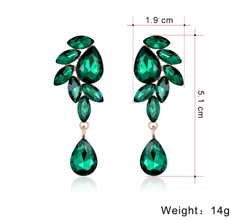 Fashion Water Drop Long Crystal Glass Full Diamond Earrings Alloy display picture 1