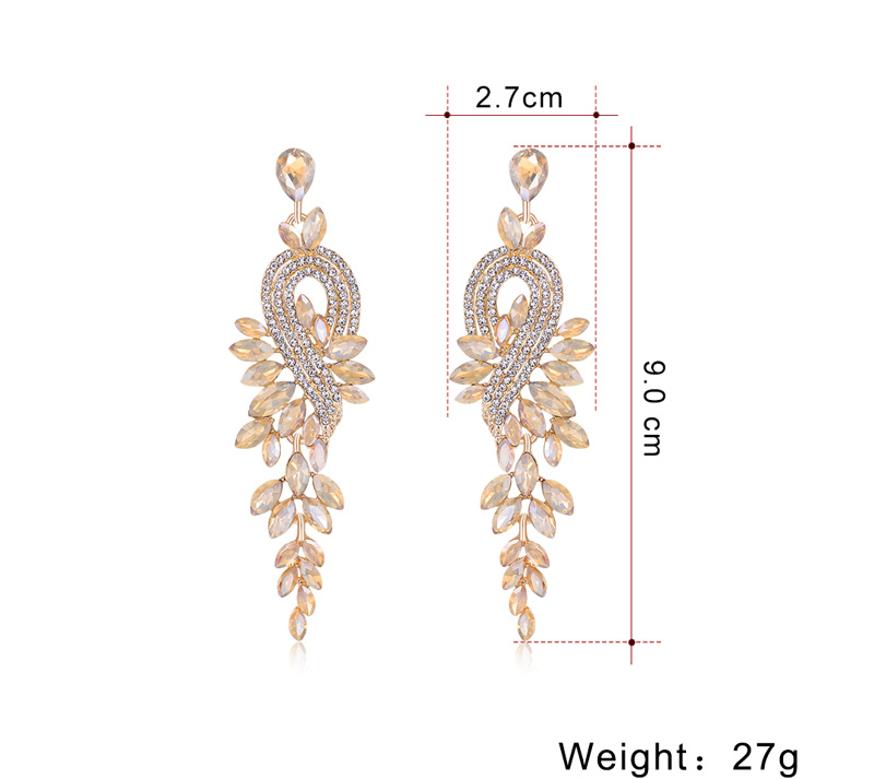 Fashion Long Crystal Wedding Party Alloy Earrings Wholesale display picture 1