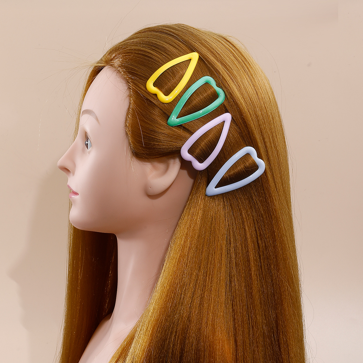 Mode Candy Farbe Malen Dreieck Herz Nette Glossy Haarnadel Haar Zubehör display picture 4