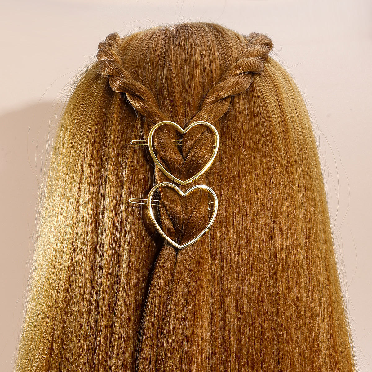 New Creative Simple Heart-shaped Hair Accessories Hairpin 2-piece Set display picture 4