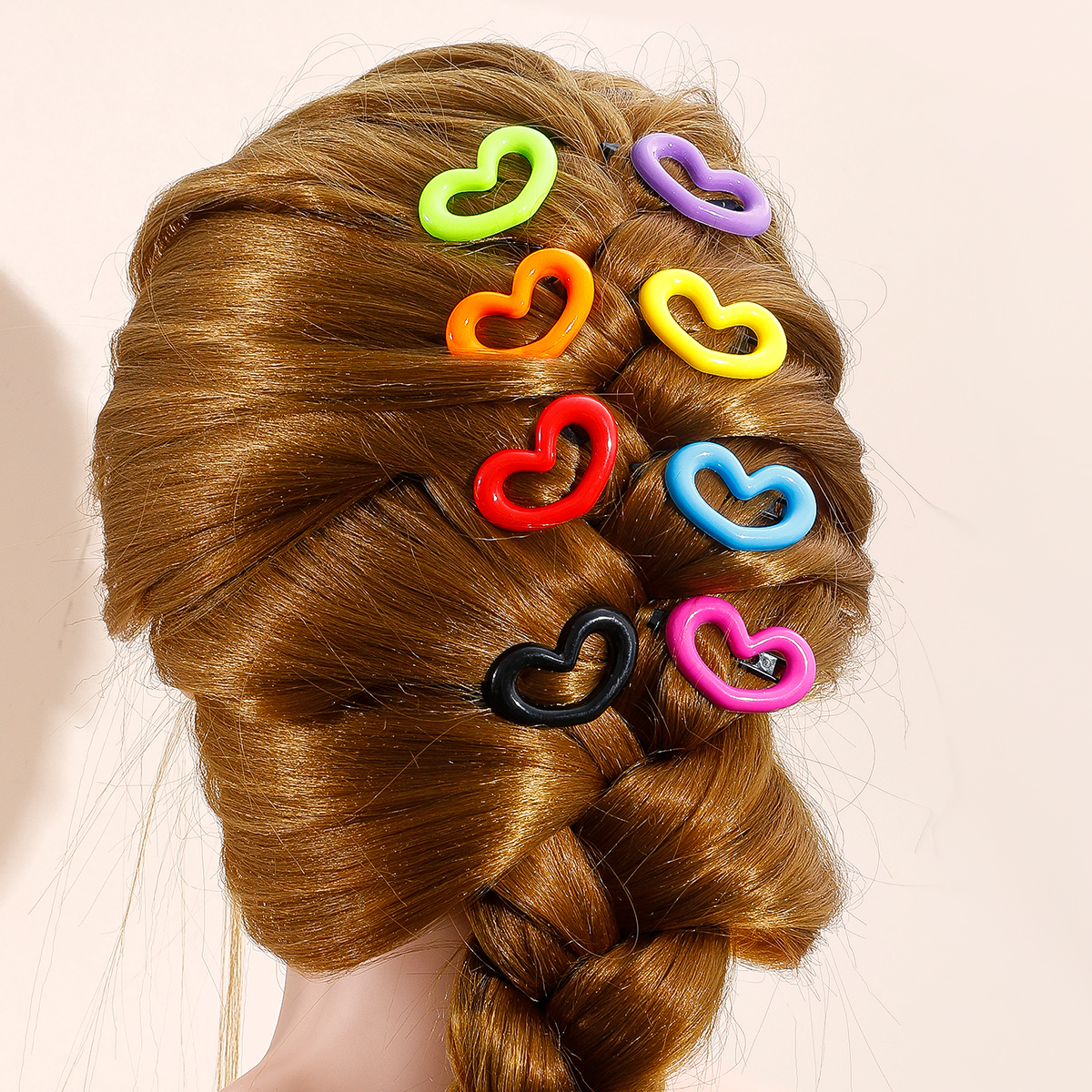 New Style Children's Acrylic Candy Color Heart-shaped Side Clip Cute Hairpin Set display picture 4