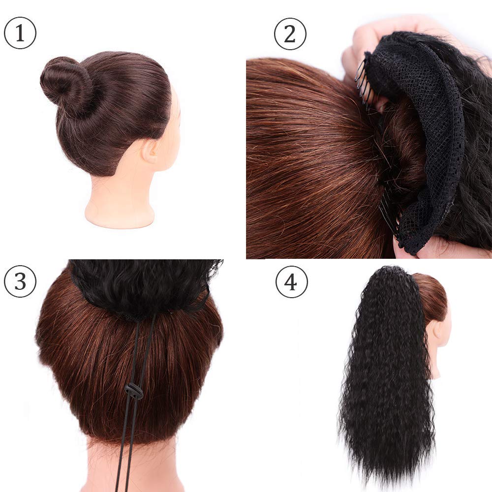 Mode Femmes Perruque De Longs Cheveux Bouclés Invisible Cheveux Bourgeons Queue De Cheval Extensions display picture 5