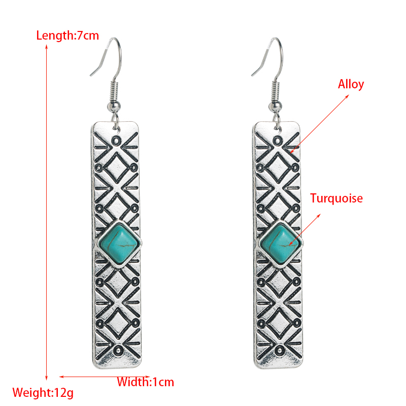 Vintage Style Inlaid Turquoise Alloy Turquoise Earrings display picture 1