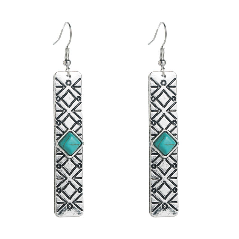 Vintage Style Inlaid Turquoise Alloy Turquoise Earrings display picture 6