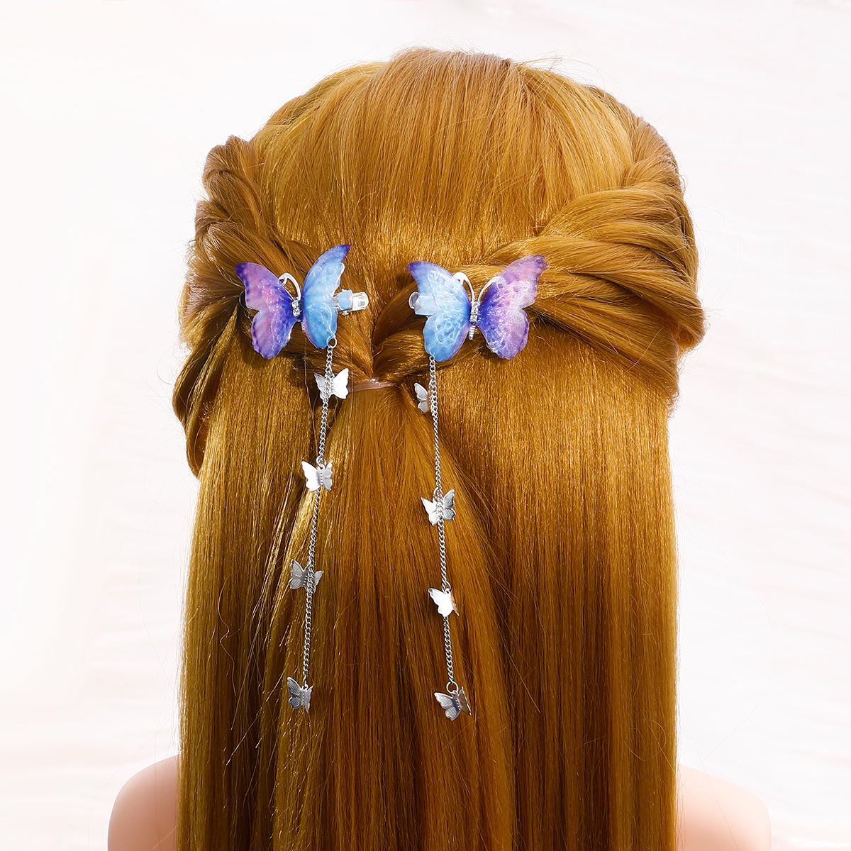 Retro Style Hair Accessories Barrettes Gradient Color Butterfly Hairpin display picture 4