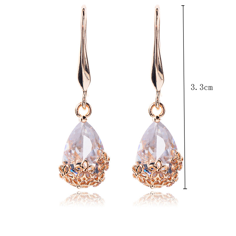 1 Set Elegant Cute Fashion Water Droplets Plating Artificial Crystal Alloy Zircon Earrings display picture 6