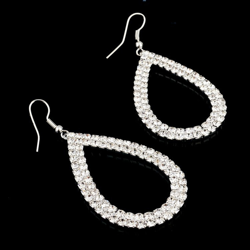 Mode Strass Creux Goutte D'eau Forme Pendentif Boucles D'oreilles display picture 5