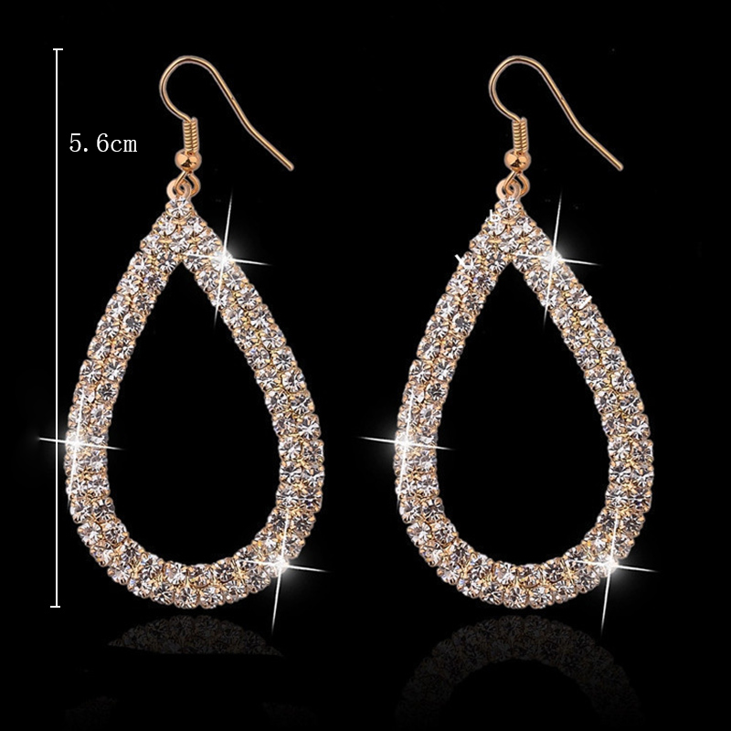 Mode Strass Creux Goutte D'eau Forme Pendentif Boucles D'oreilles display picture 7