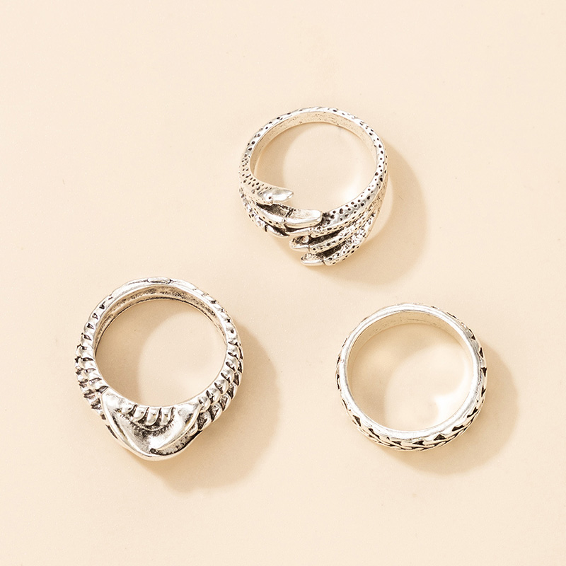 Punk Style Irregular Geometric Eagle Claw Ring Three-piece Set display picture 6