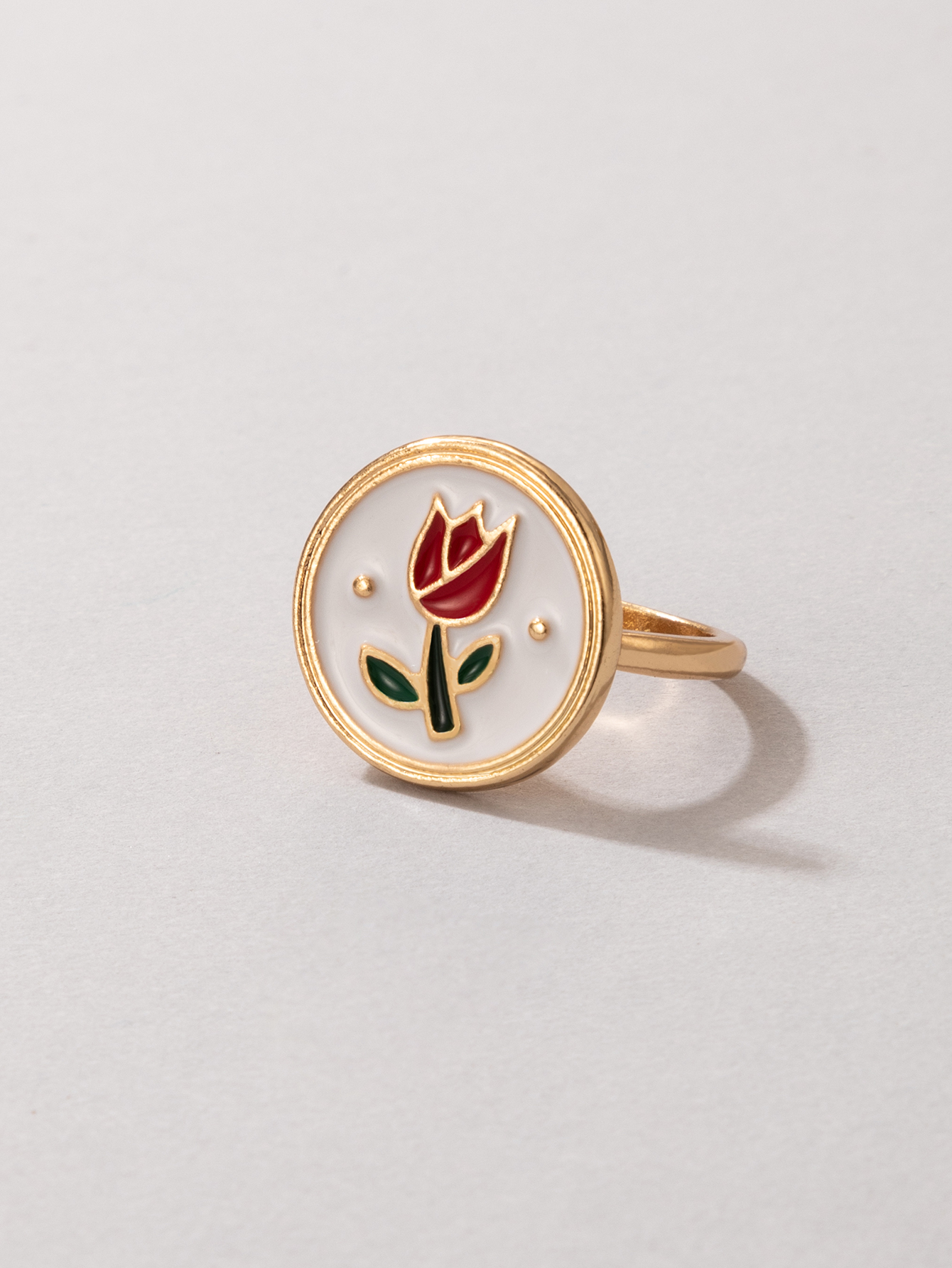 New Simple Style Flower Dripping Oil Opening Single Ring display picture 3
