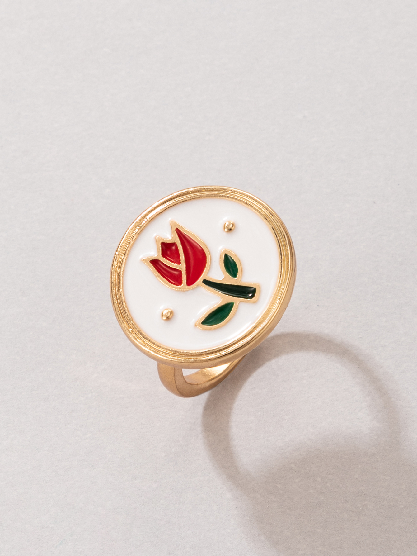 New Simple Style Flower Dripping Oil Opening Single Ring display picture 5