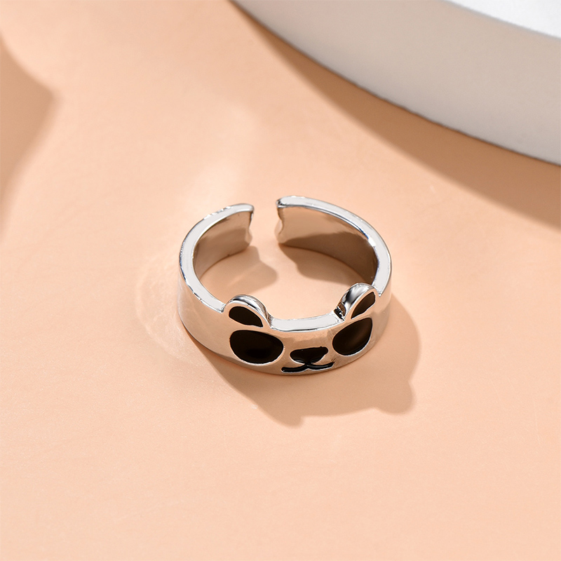 Bear Ring Female Popular Net Red Retro Ins Special-interest Design All-match Index Finger Ring Personalized Ring display picture 3