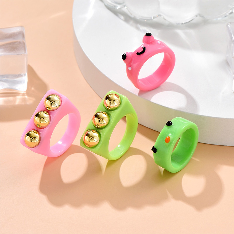 Fashion Simple Cartoon Frog Ring Europe And America Cross Border Summer New Cute Style Frog Acrylic Ring Female display picture 3