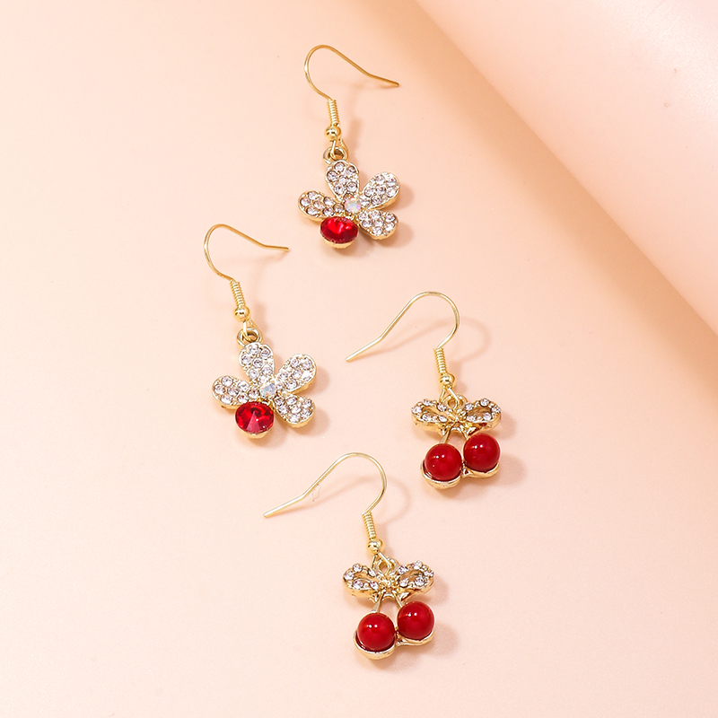 Fashion Simple Rhinestone Earrings Cherry Blossom Earrings display picture 2