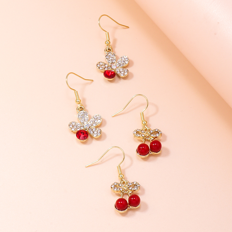 Mode Simple Strass Boucles D'oreilles Cerise Blossom Boucles D'oreilles display picture 2