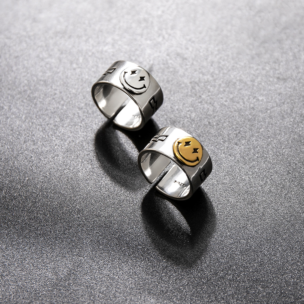 New Alloy Smiley Face Pattern Open Adjustable Ring display picture 2